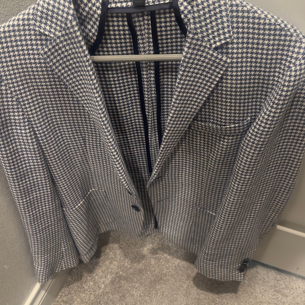 Boss Houndstooth Jacket in Navy and White